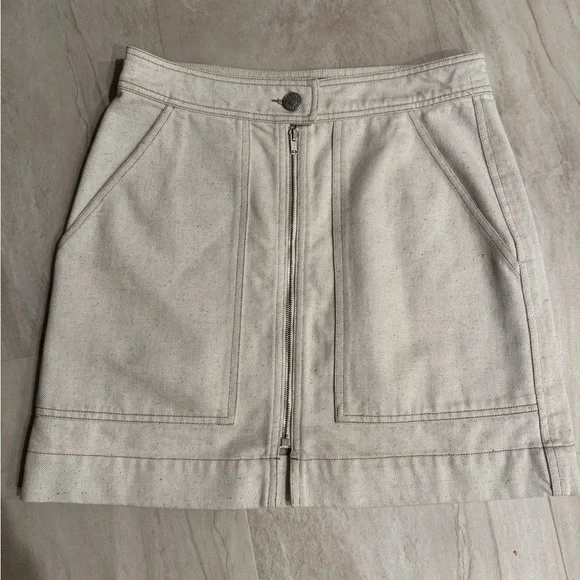 Isabel Marant Cream Front Zip Mini Skirt a line zipper chore denim S M - Picture 1 of 5